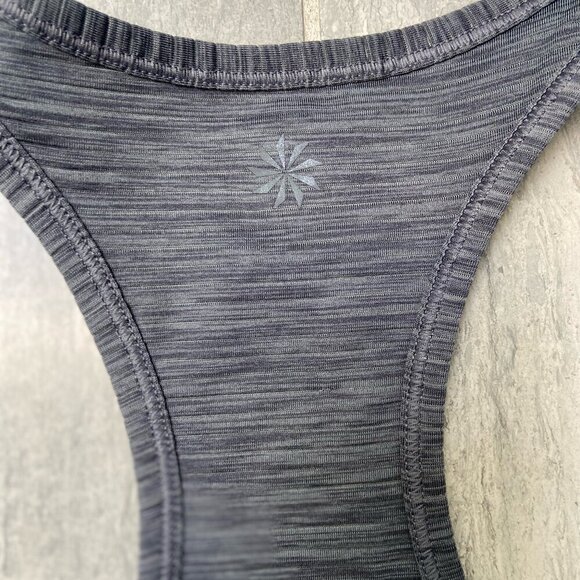 Athleta Shadow Stripe Chi Racerback Tank Top Gray Size Medium - Picture 4 of 10